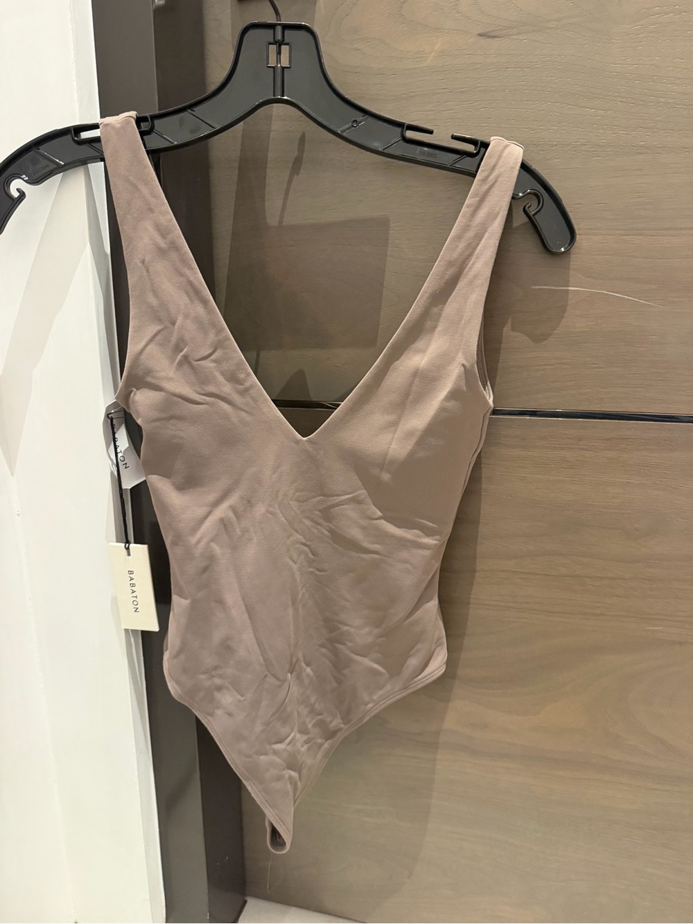 Aritzia Babaton Sleeveless V-Neck Bodysuit - Taupe